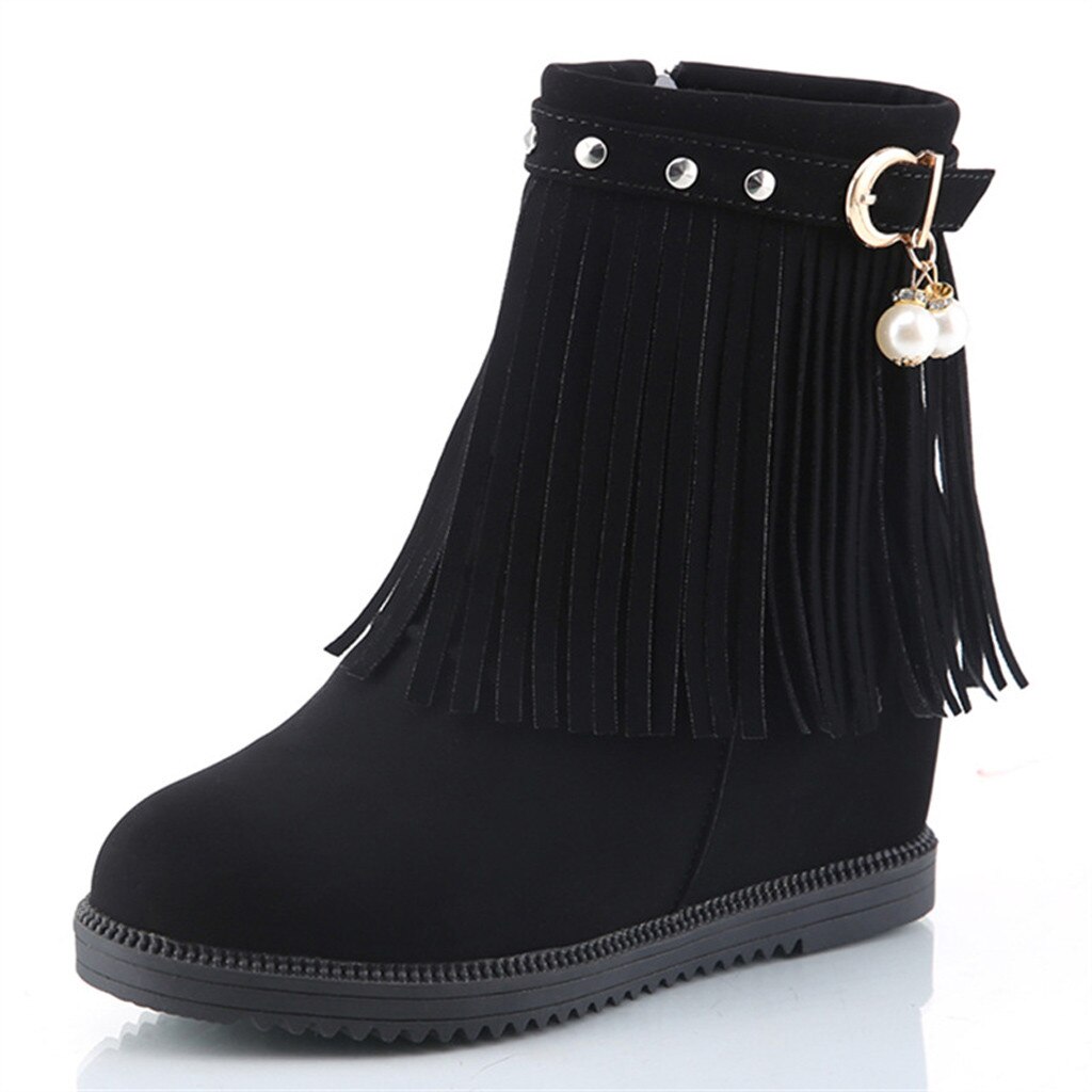 Kvinner støvler vintage dusk flat damesko dame kilehæl dusk sko perle casual flat boots for kvinner  #20