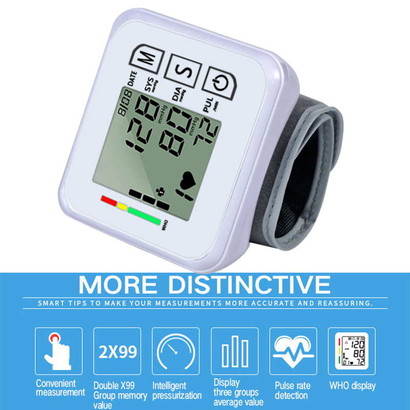 Huishoudelijke Lcd Digitale Pols Bloeddrukmeter Bloeddrukmeter Arm Presure Meter Sensor Draagbare Tonometer Gezondheidszorg