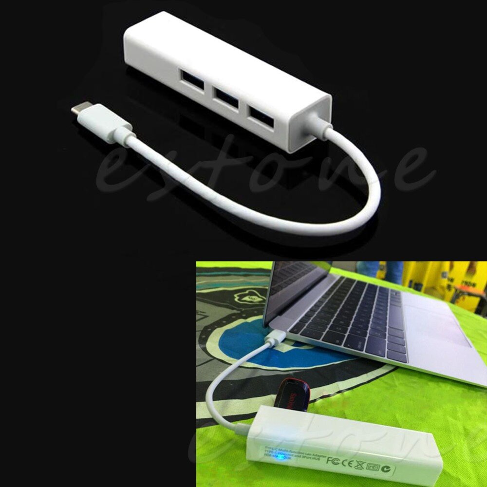 Usb 3.1 type c usb-c meerdere 3- poorts hub met ethernet netwerk lan-adapter