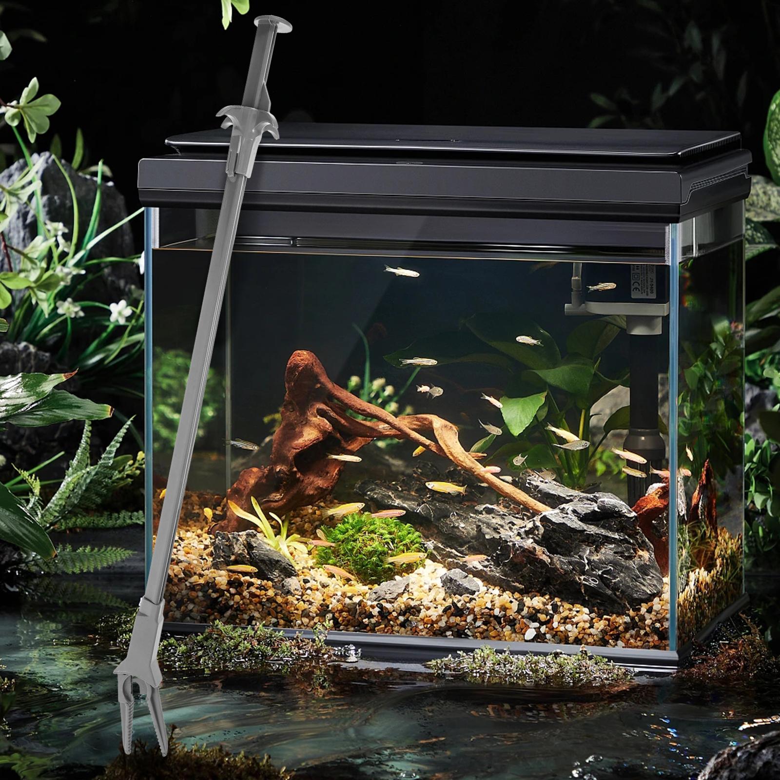 50cm Aquatic Tweezers Curved Tip Fish Tank Scissors Aquatic Plant Tweezers Tools Reacher Grabber Ergonomic Plastic Coating