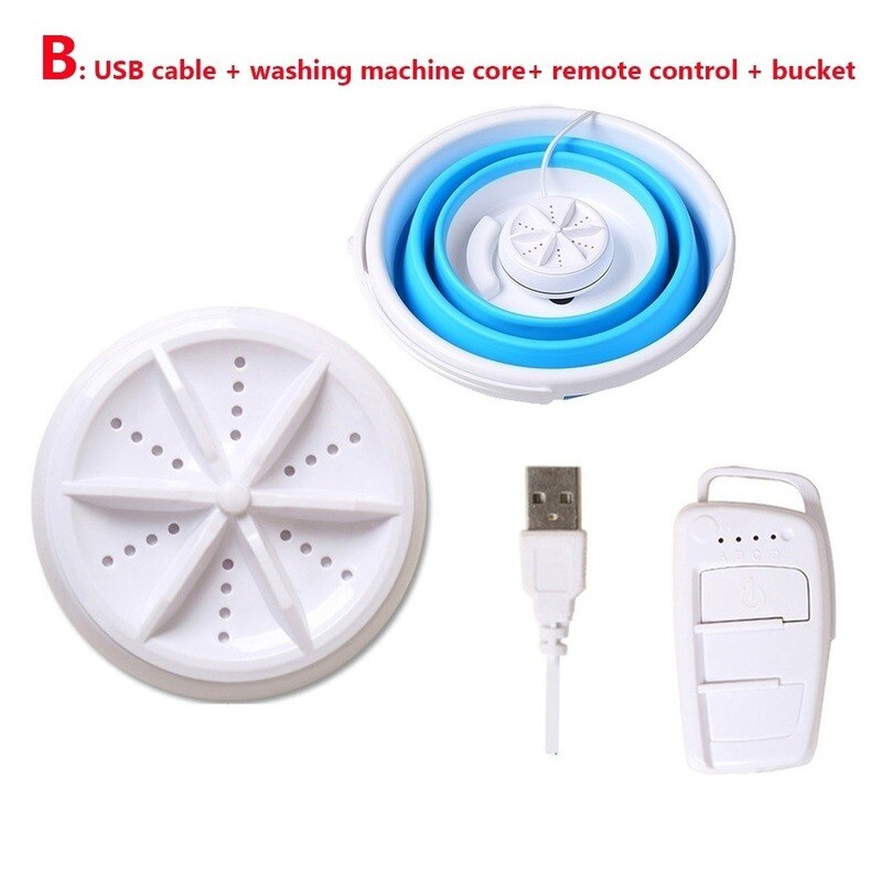 Portable Mini Washing Machine Ultrasonic Turbine Washing Machine Foldable Bucket Shape Laundry Clothes Washer For Home Travel: B