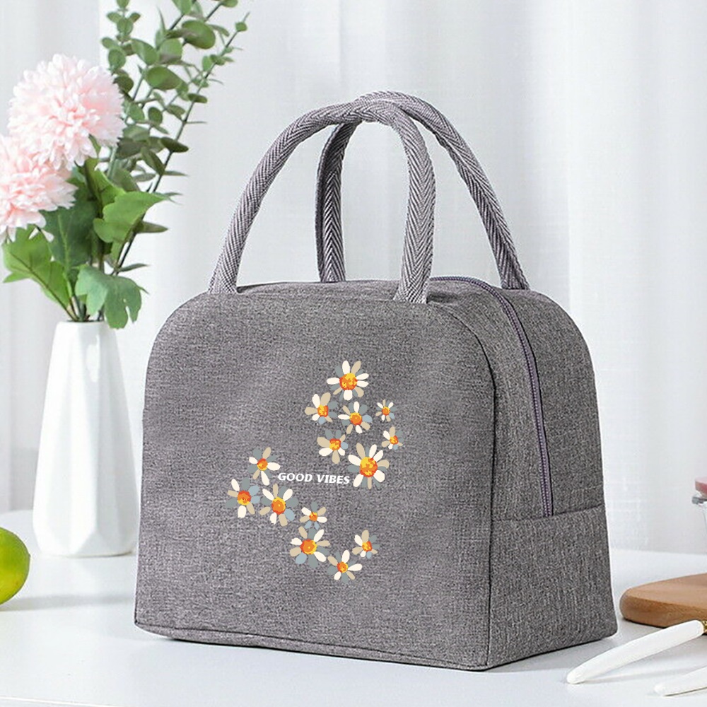 Thermal Food Picnic Lunch Box Insulated School Child Food Bag Tote Lunch Bags for Work Daisy Pattern Cooler Bag for Women: Clear