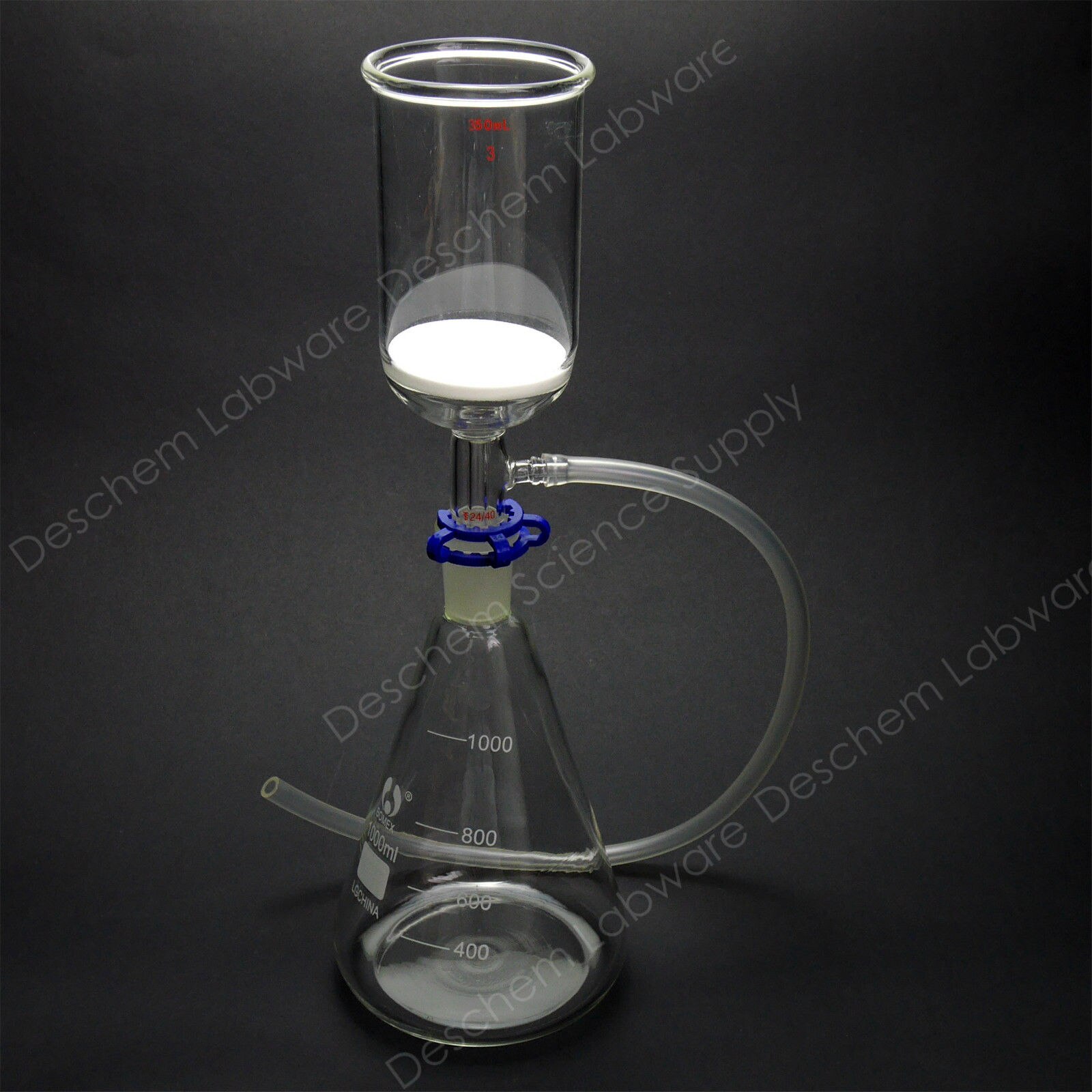 1000 ml, Glas Zuig Filter Kit, 350 ml 70 m Buchner Trechter & 1L Erlenmeyer