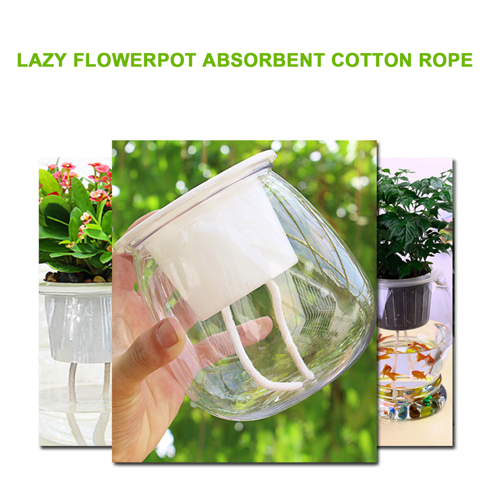 Cuerda de algodón absorbente, sistema de riego por goteo, lavable, 10m, Sitter para plantas en maceta, dispositivo de autorriego para jardín