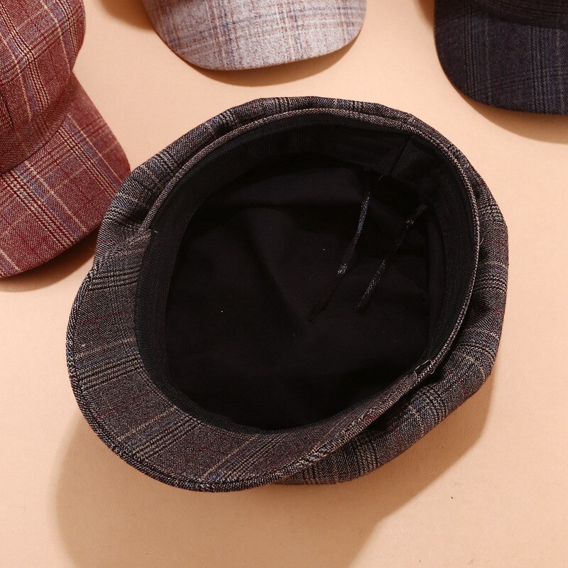 Retro Vintage gorro octogonal cap mujer pintor cap tendencia boina sombrero años 90 chicas retro británica rejilla Plaid Color