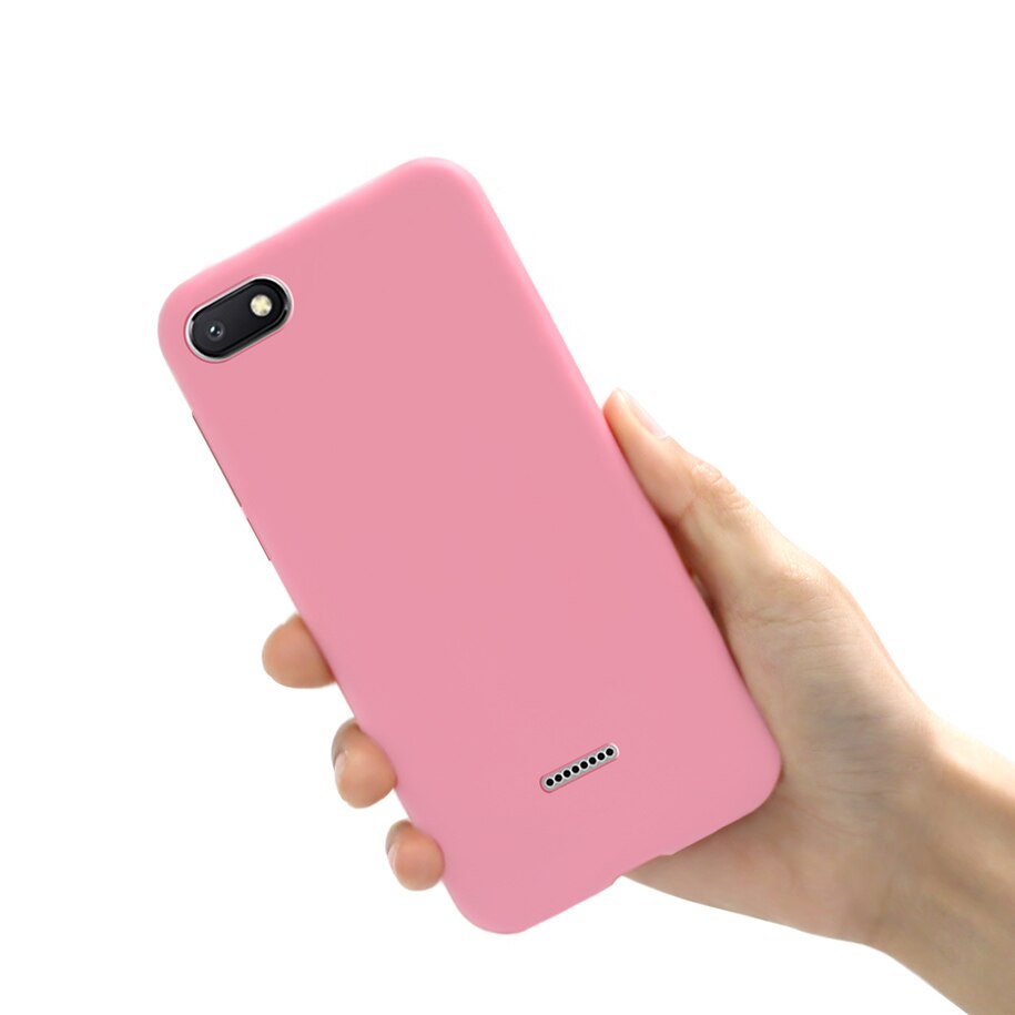 Voor Xiaomi Redmi 6A Case Cover Mooie Leuke Tpu Telefoon Case Voor Funda Xiaomi Redmi 6A A6 Snoep Kleur Zachte siliconen Gevallen Cover Bag: Pink