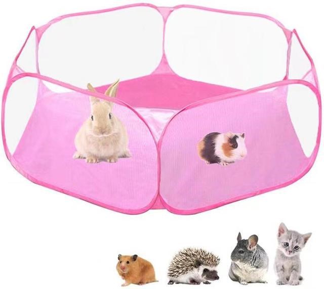 VZZ Haustierzaun, KätzchenkäFeige, zusammenklappbarer KäFeige, Laufstall für Hamster, Igel, kleine Tiere, atmungsaktiv, Welpe, Kaninchen, Meerschweinchen: Rosa
