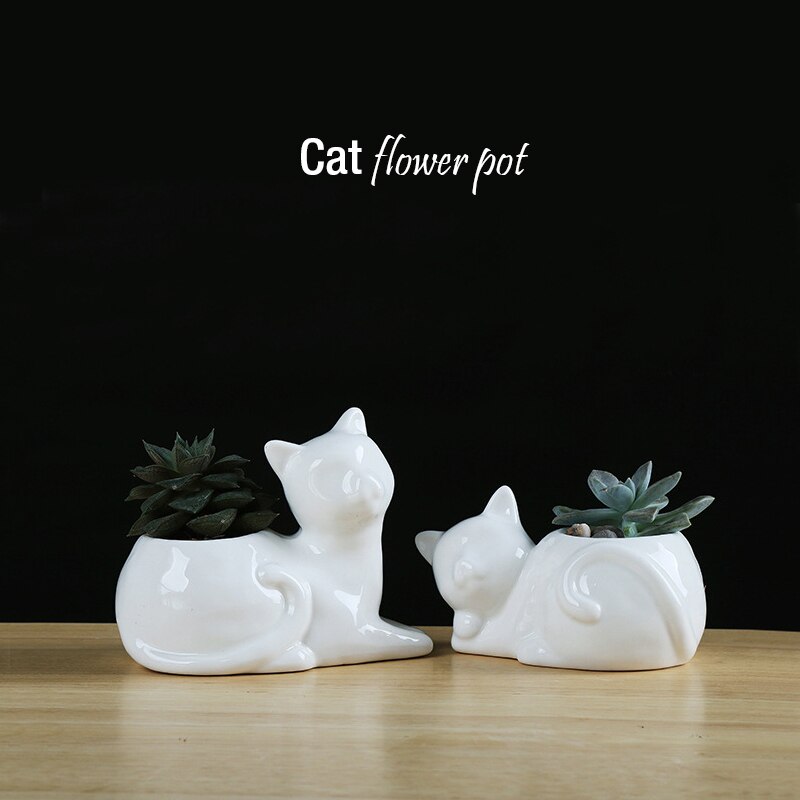 2 stuks/partij cartoon dieren uil keramische bloempot thuis tuinieren mini bloempot cartoon dieren bloempot plantentafel pot vaas: M