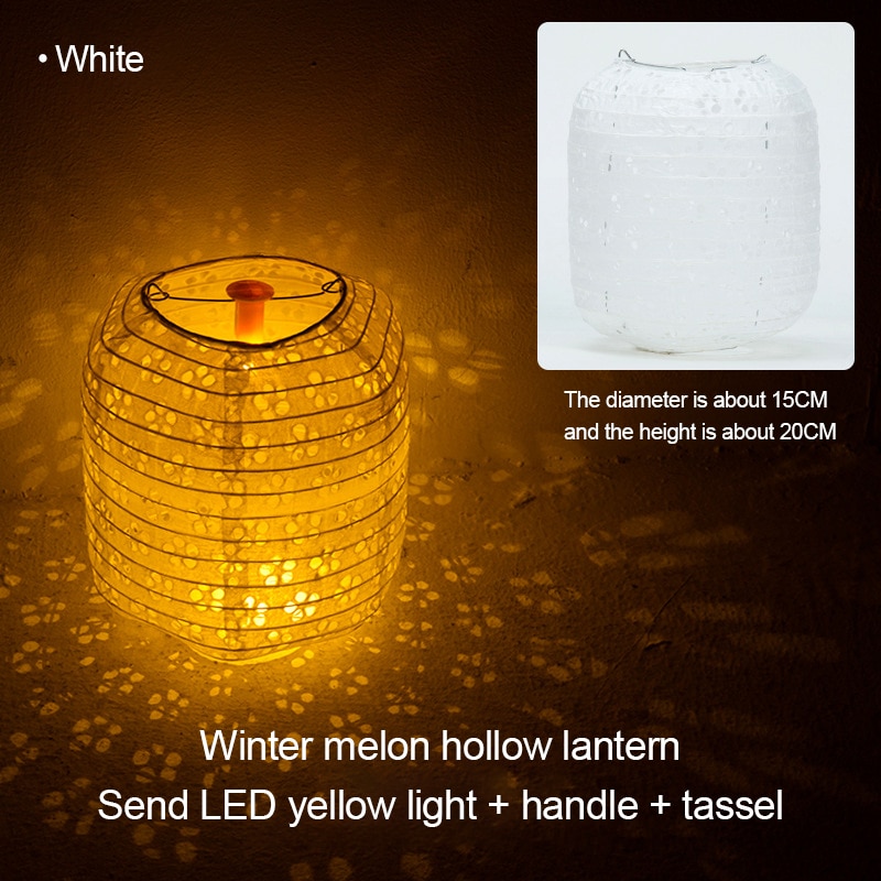 Chino hueco farol de papel decoración niños Diy de mediados de otoño linterna para eventos portátil brillante linterna vacaciones decoración lámpara: 09