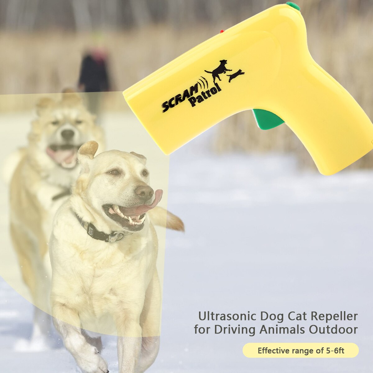 Ultrasonic Dog Cat Repeller ABS Plastic casing Electronic Repeller Effective range of 5-6ft for outdoor operation field trip