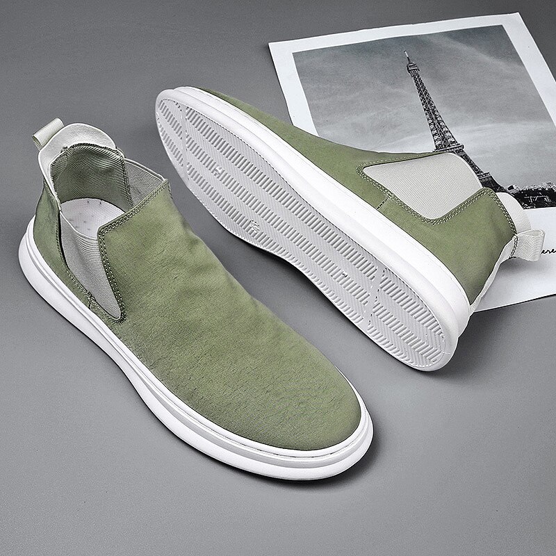 Manestøvle sommer efterår chelsea boots slip-on causal støvler komfortable åndbare vandrestøvler herre gummi ankelstøvler