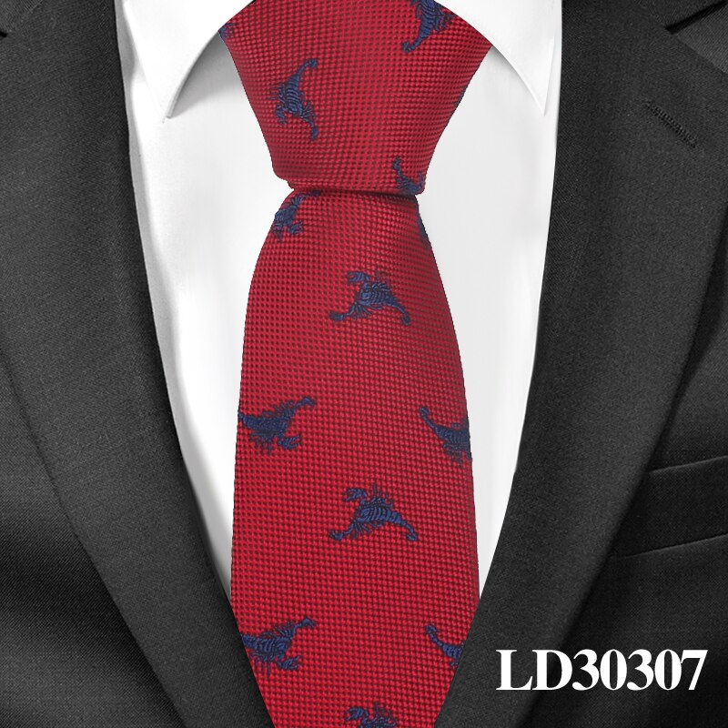 Animal Necktie For Men Polyester Jacquard Cartoon Neck Tie for Wedding Business Suits 6cm Skinny Ties Slim Men Tie Gravatas: LD30307