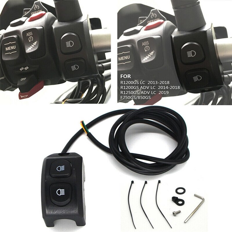 Interruptor de luz de cruce para motocicleta, botón ABS para BMW R1200GS R1250GS F850GS F750GS ADV Adventure