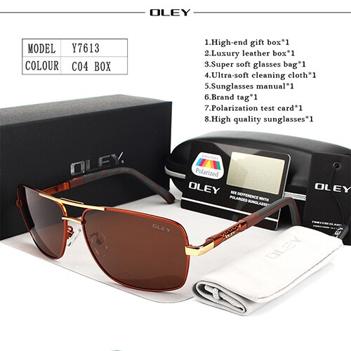 OLEY Polarisierte Sonnenbrille Männer Neue Augen Schützen Sonnenbrille Mit Zubehör Unisex fahren brille oculos de sol: Y7613 C4 BOX