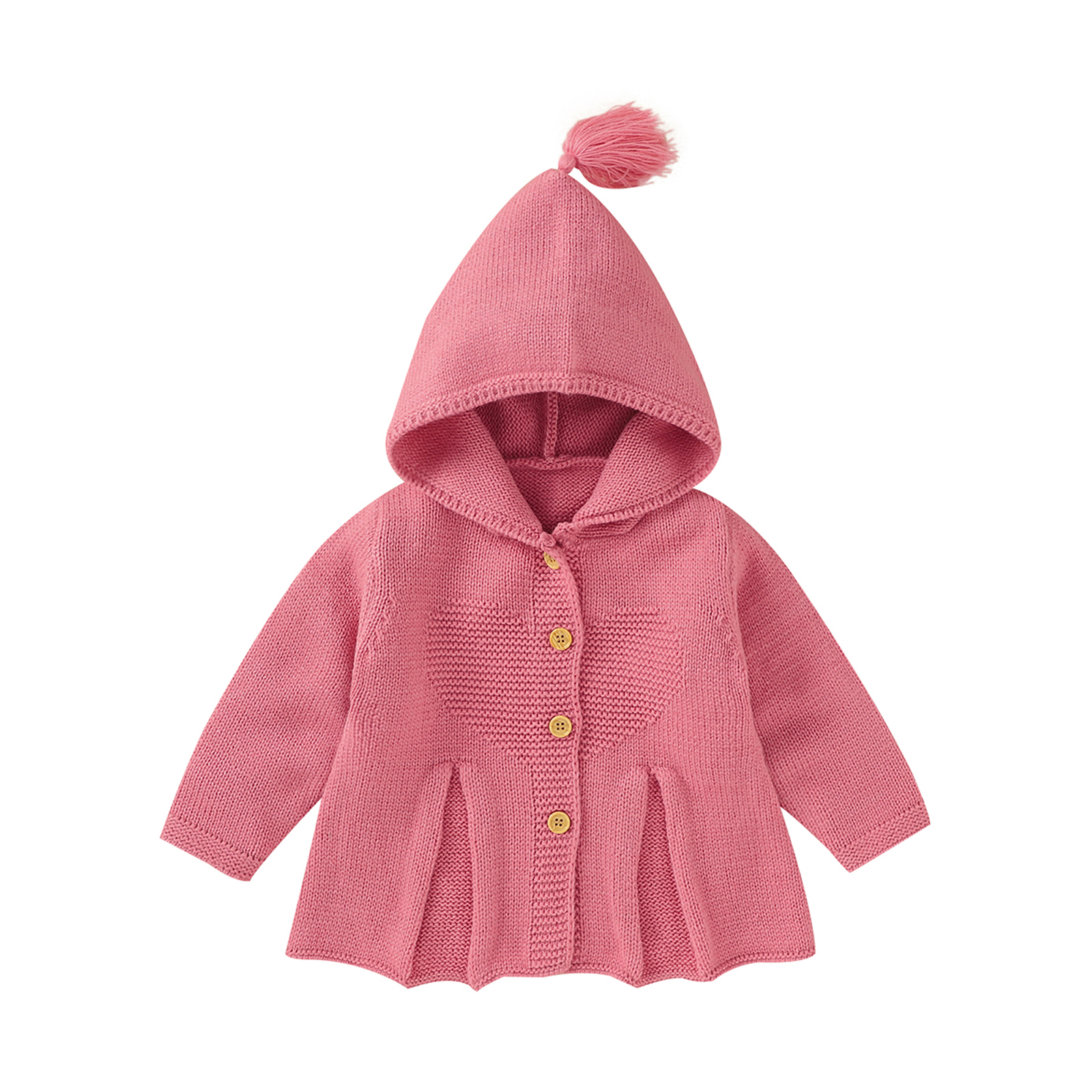 Ma &amp; Baby 3-24M Pasgeboren Baby Baby Meisje Jongen Gebreide Jassen Hooded Kwastje Truien Herfst Winter Warm kleding Bovenkleding Kostuums: Roze / 18-24M