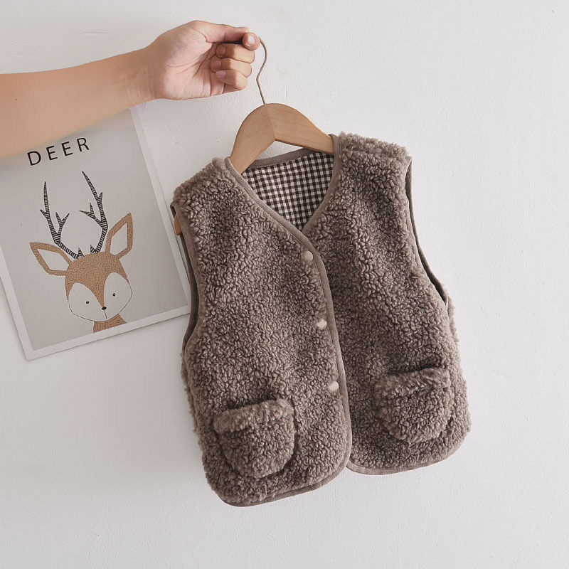 Chaleco superior para niños, primavera y otoño, Cachemira de cordero, chalecos para bebés y niñas, ropa para niños P5824