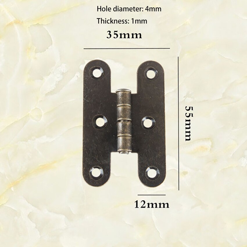 2Pcs/lot 55*35mm Antique Wooden Box Hinge Metal Furnitur H-type 6-hole Hinge Box Cabinet Jewelry Box Invisible Hinge Hardware: Bronze