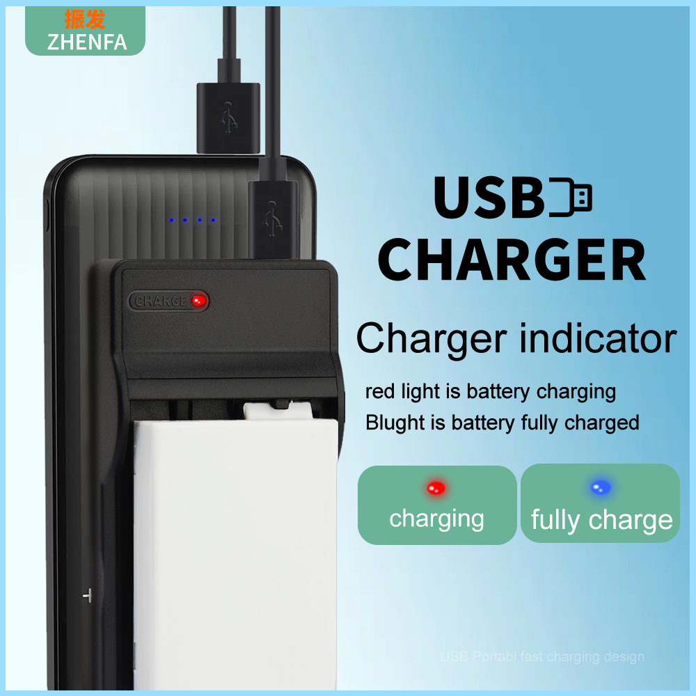 Zhenfa USB Batterie Ladegerät für Olymp FE-220D FE-230 FE-240 FE-250 FE-280 FE-290 FE-300 FE-320 FE-330 FE-340 FE-350 FE5500