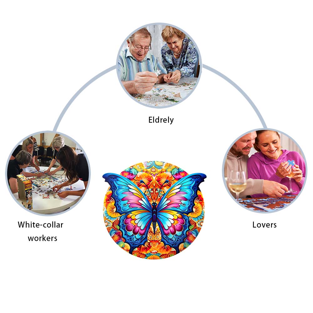 Wooden puzzle Butterfly box Beautiful for Thanksgiving irregularly shaped animal puzzle for adults to decompress