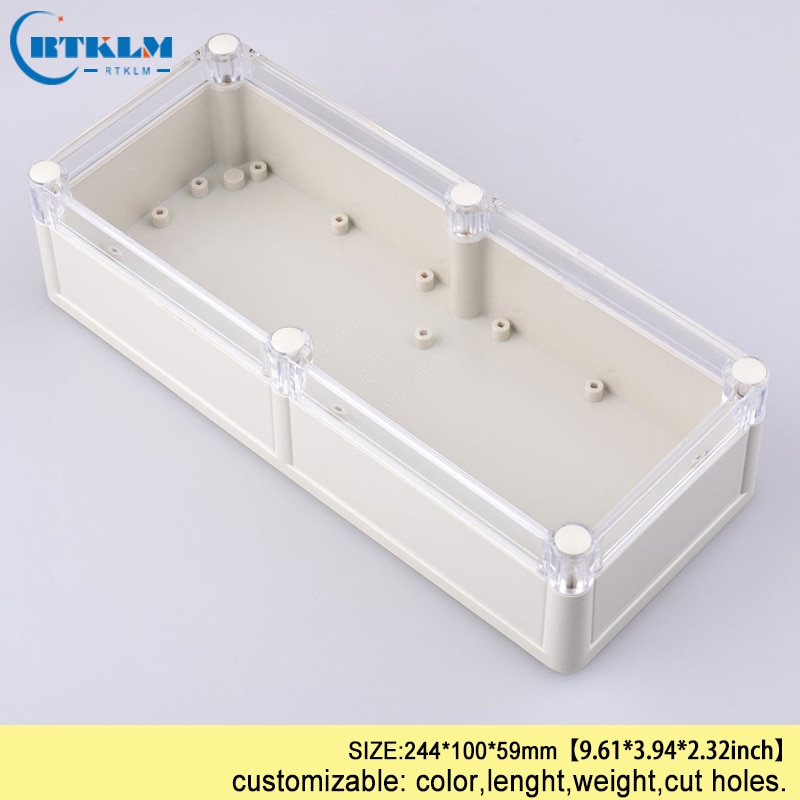 Caja de plástico ABS para instrumentos electrónicos caja de plástico impermeable para caja de conexiones caja de proyecto caja de control DIY 244*100 * 59mm IP68