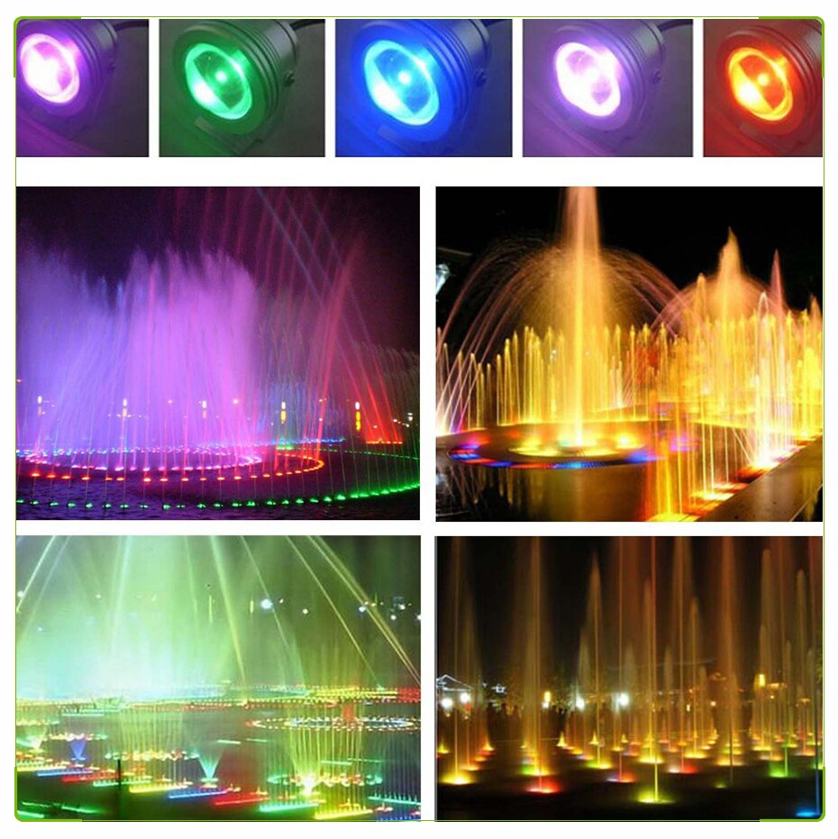 Luz LED subacuática de 10W, 12V CC, IP68, resistente al agua, luces de punto de la lámpara para piscina, lámpara para acuario, con mando a distancia, color blanco/cálido/RGB