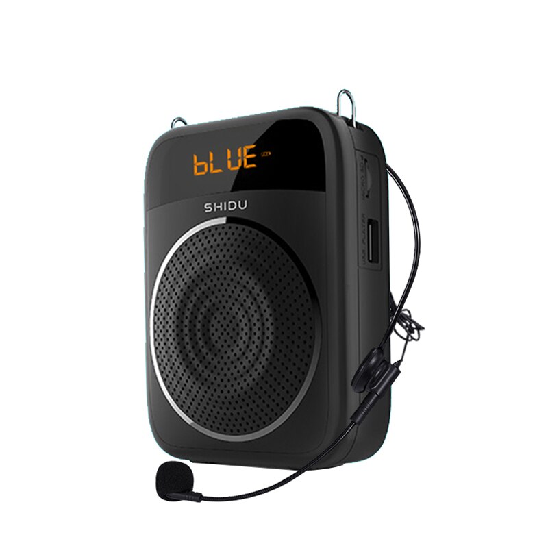 SHIDU-Amplificador de voz para micrófono para profesores, altavoz megáfono con Radio FM, reproductor de discos para guía de viaje: S298 Black