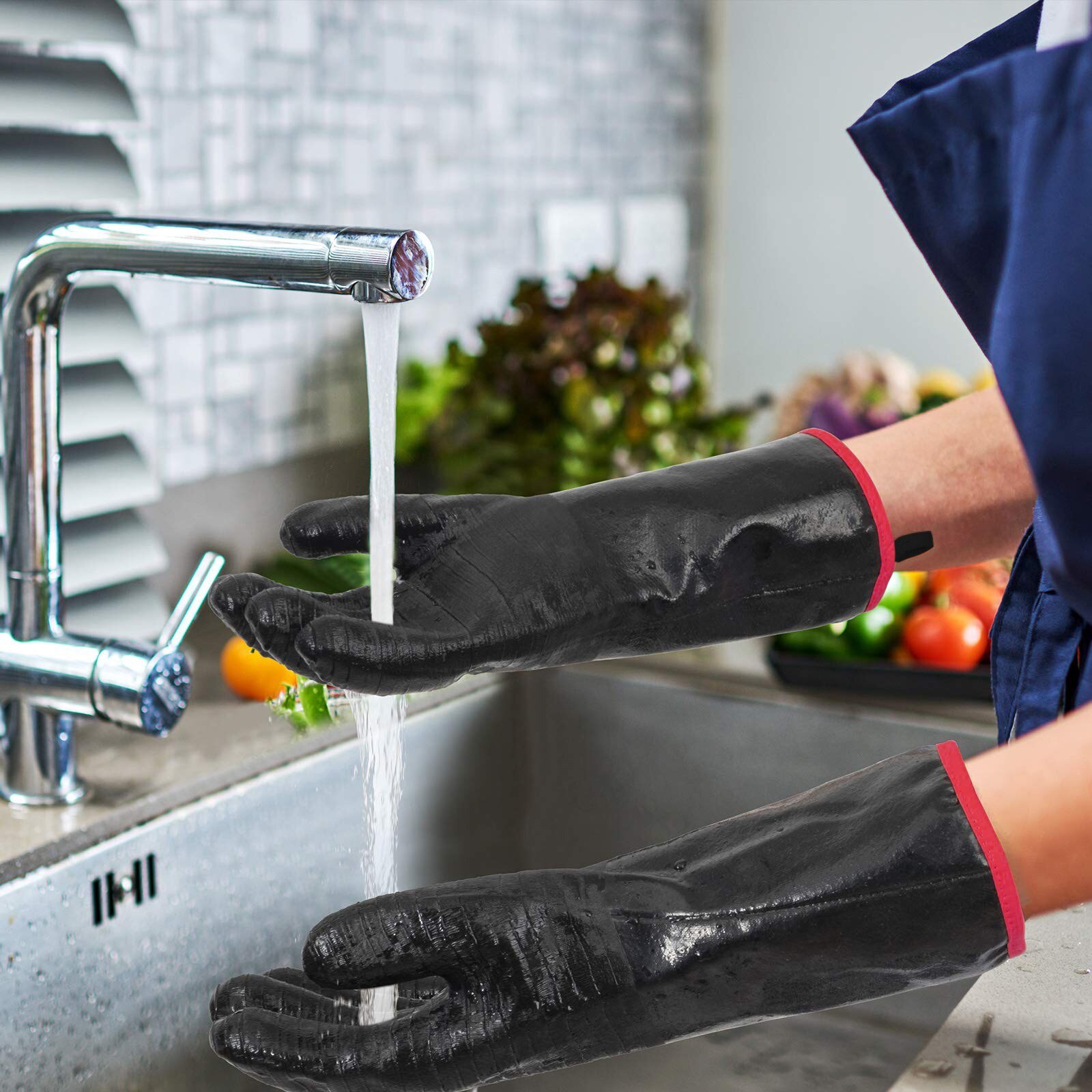 Bbq handsker 14 tommer til håndtering af varm mad lige i din frituregryde 1pc anti-lyse ildfarve hold handsker brandsikre nomex handske