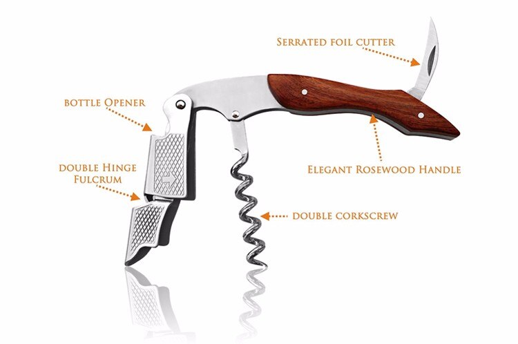 Houten Handvat Professionele Wijn Opener Multifunctionele Draagbare Schroef Corkscrew Wijn Flesopener Kokhulpmiddelen