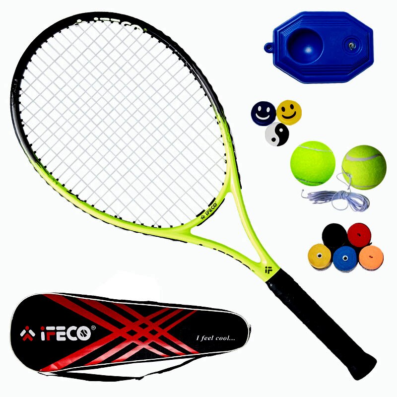 2021 profissional raquete de tênis fibra carbono para jovens adultos avançados raquetes absorção choque lidar com dispositivo treinamento: green