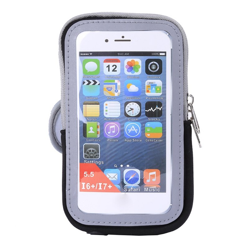 Universal 6&quot; Sports Running Armband Phone Holder Sweatproof Fitness Gym Cell Phone Case Armbag with Key Holder Wallet Card Slot: Black Color