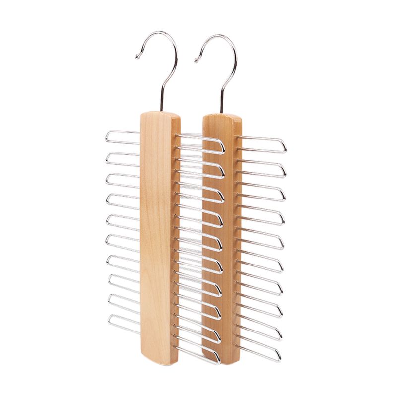 Porte-cravate en bois, 20 barres, écharpe, ceinture, accessoire: Wood color