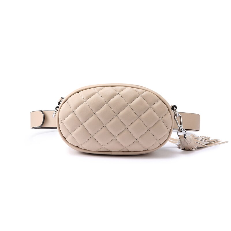 LOVEVOOK Fanny Pack for Women - PU Leather Chest Bag - Plaid Shoulder Pouch - 20x6x11cm: Apricot