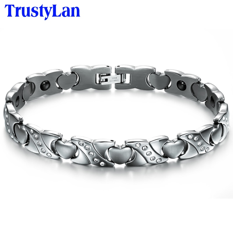 Therapeutische Magnetische Armbinde Für Frauen Edelstahl Herz bilden Gesundheit Pflege Damen Armbänder CZ Schmuck Ihre