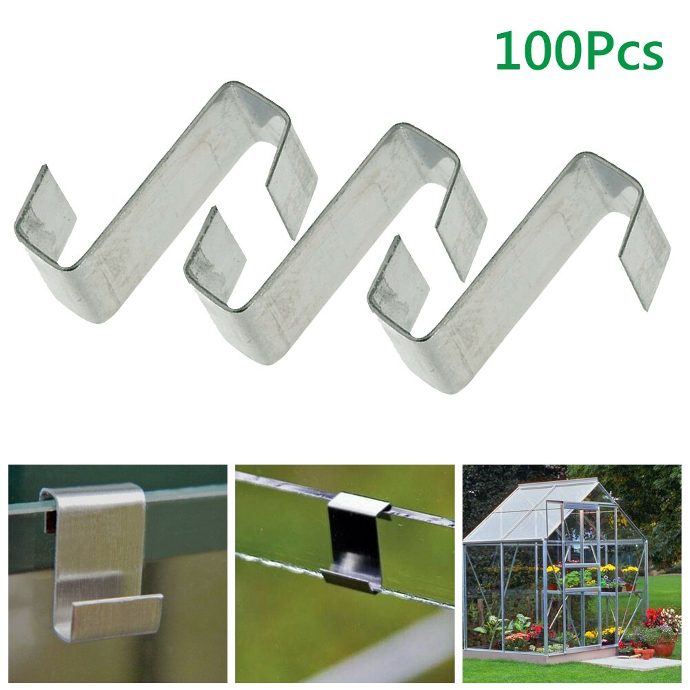 100pcs Stainless Steel Z-Lap Type Greenhouse Glazing Clips Replacement Garden Parts