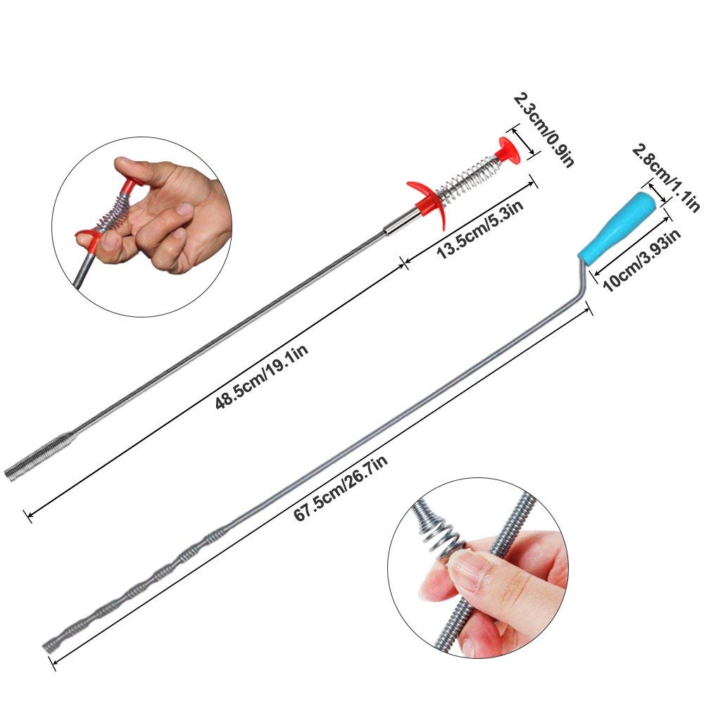 3- pack afvoerontstopper, metalen afvoerboor, ontstoppingsgereedschap voor badkuipen, gootstenen, toiletten, riolen en keukens.