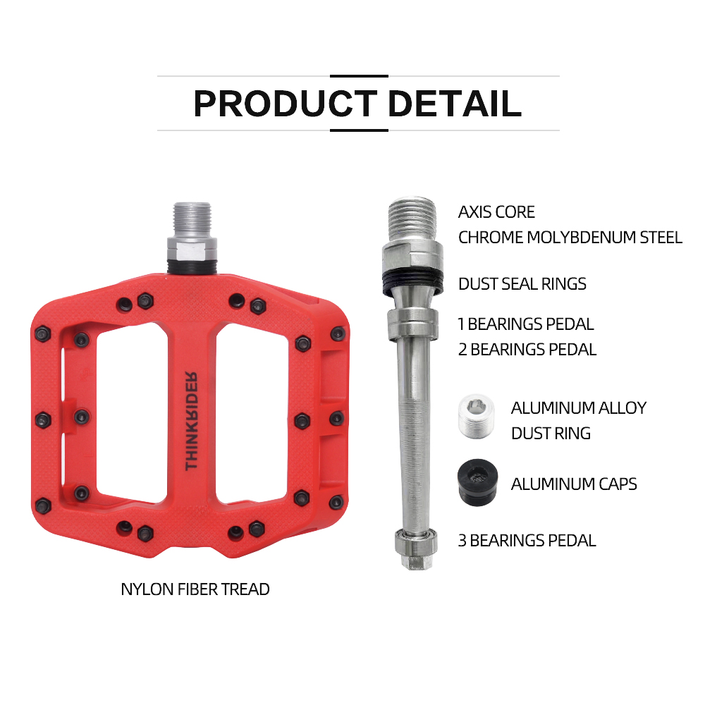 ThinkRider pedales planos para Bicicleta MTB Road 3 rodamientos sellados pedales de Bicicleta pedales de montaña plataforma ancha accesorios para Bicicleta