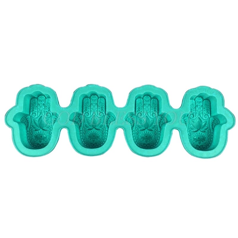 Lotus In De Palm Zeep Mold Khamsah Hamsa Hand Epoxyhars Siliconen Mal Hand Van Fatima Kaars Hars Gieten Mallen gereedschap: Licht Groen