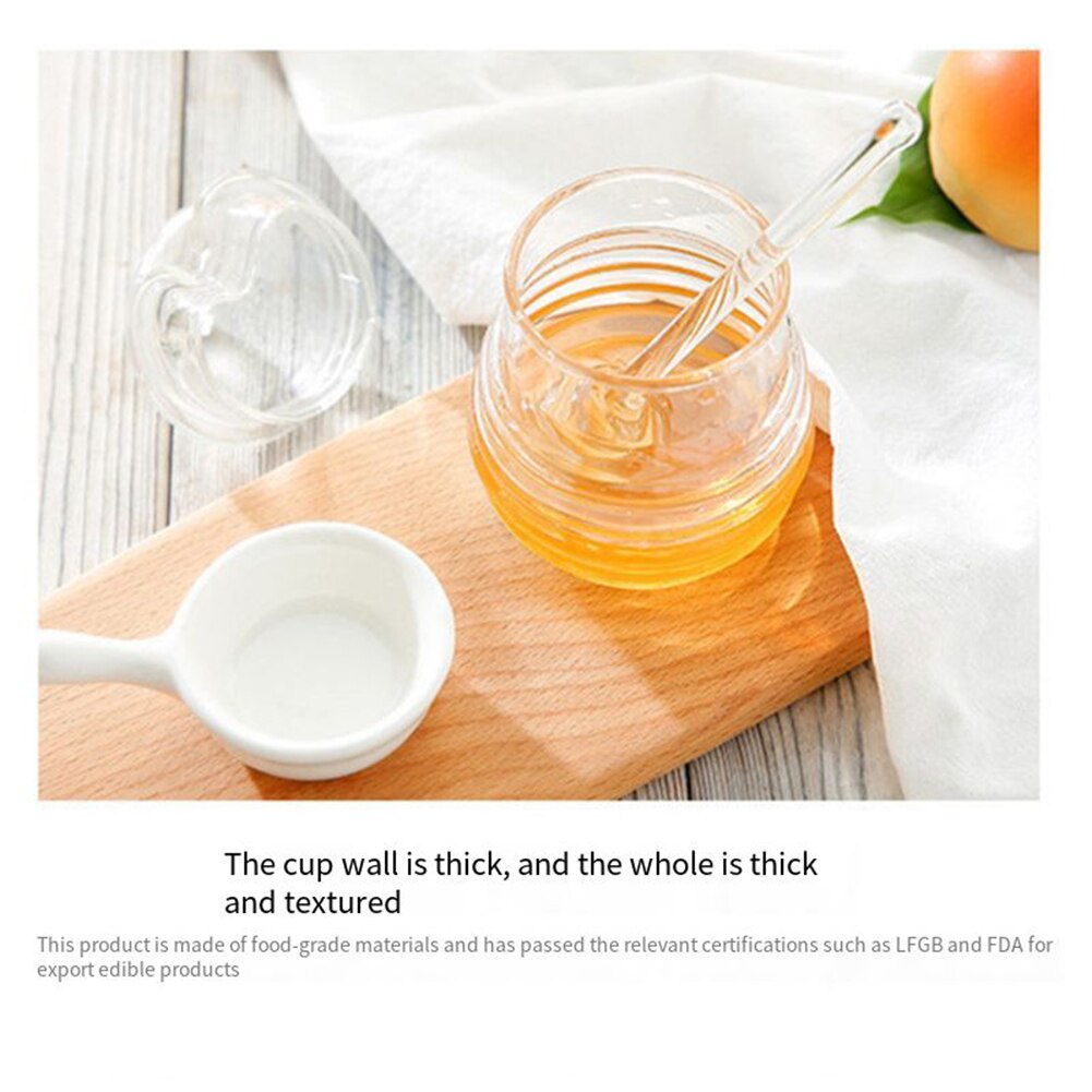 245ml Transparent Beehive Shaped Honey Jar with Dipper Stick Lid Ps Kitchen Honey Pot Seasoning Juice Bottle Container Gadget