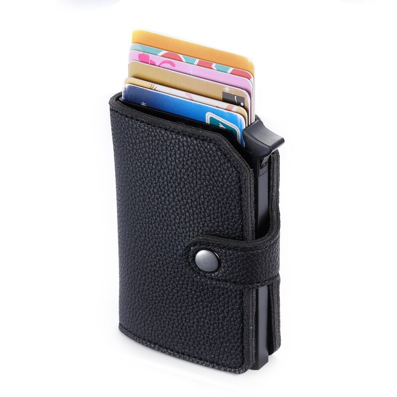 ZOVYVOL RFID Anti-theft Metal Aluminum Wallet Minimalist Bank Card Holder Mini Men and Women Black Business Credit Card Case