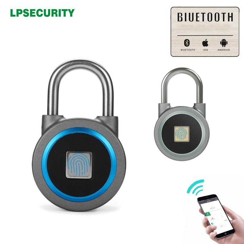 Mini Bluetooth Lock Telefoon APP Waterdichte Keyless Vingerafdruk Lock Unlock Anti Diefstal Hangslot Deurslot Voor IOS Android zwart blauw
