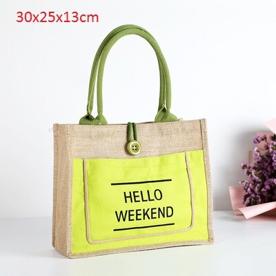 3 maten groen/wit/zwart bedrukt grote capaciteit draagbare katoenen linnen boodschappentas dames handtas grote schoudertassen: Groen 30 x 25 x 13cm