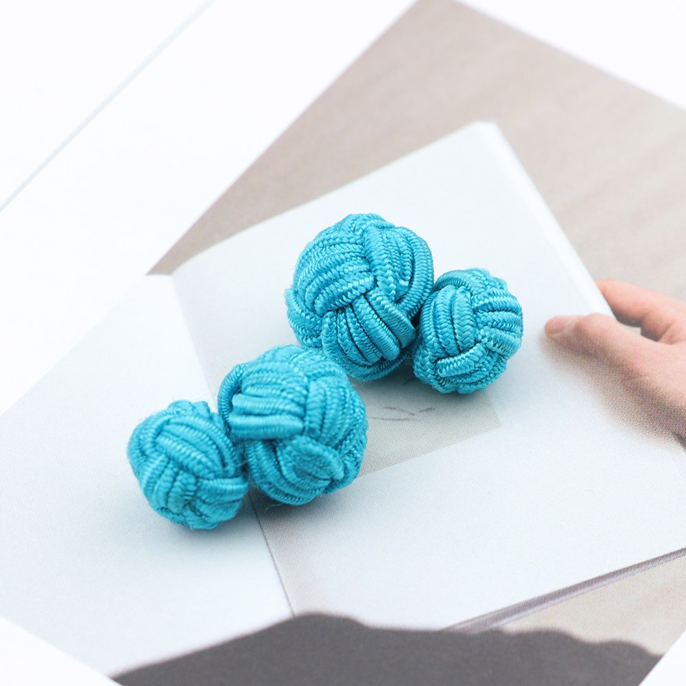 Gemelos con nudo de seda para hombre, gemelos con nudo de seda en colores sólidos, DIY, trenzado, hecho a mano, cuerda doble elástica, manguito de bola, de Novela: 20