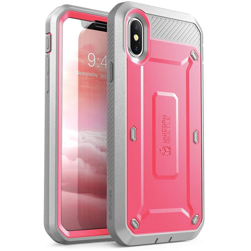 SUPCASE-funda resistente de cuerpo completo para iPhone X, XS, Series UB Pro, con Clip, Protector de pantalla incorporado