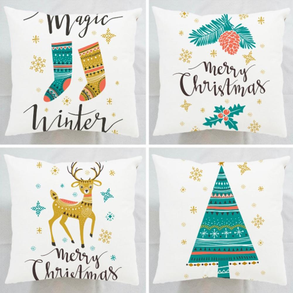 Capa de almofada quadrada natal elk geométrico dreamlike fronha capa de almofada decoração de casa sofá coxim