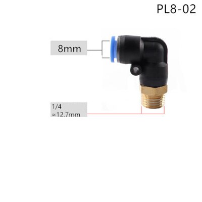 PL Pneumatic connector 4mm-12mm Hose OD 1/8" 1/4" 3/8" 1/2" Male Thread Pneumatic Tube Elbow Connector Tube Air Push In Fitting: PL8-02