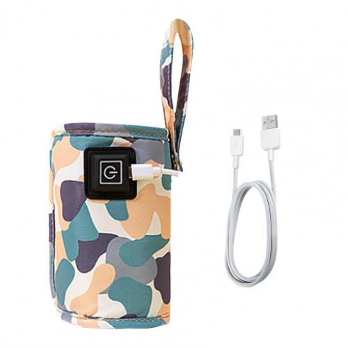 Baby Bottle Warmer USB Milk Water Bottle Warmer Travel Cart Insulated Bag For Kids Outdoor Winter Supplies: Camouflage White