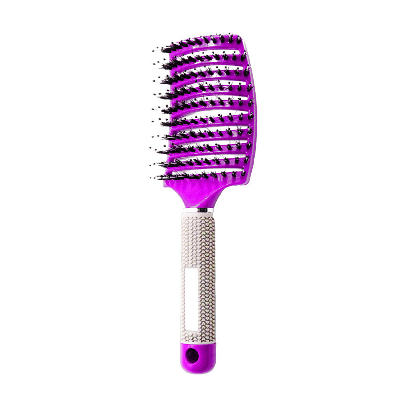 Professionele Arc Geventileerde Styling Varkenshaar Borstel Voor Vrouwen En Mannen Ontwarren Paddle Brush Voor Nat En Droog Krullend haar: Mane Purple