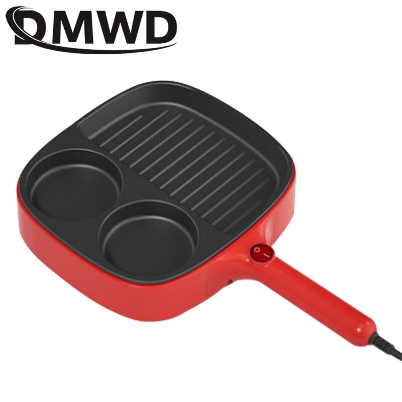 DMWD-sartén eléctrica 3 en 1 multifuncional, antiadherente, sin humo, para carne, huevo, tortilla, Cocina Para salchichas, Mini máquina de desayuno, 220V: Reg Egg Steak