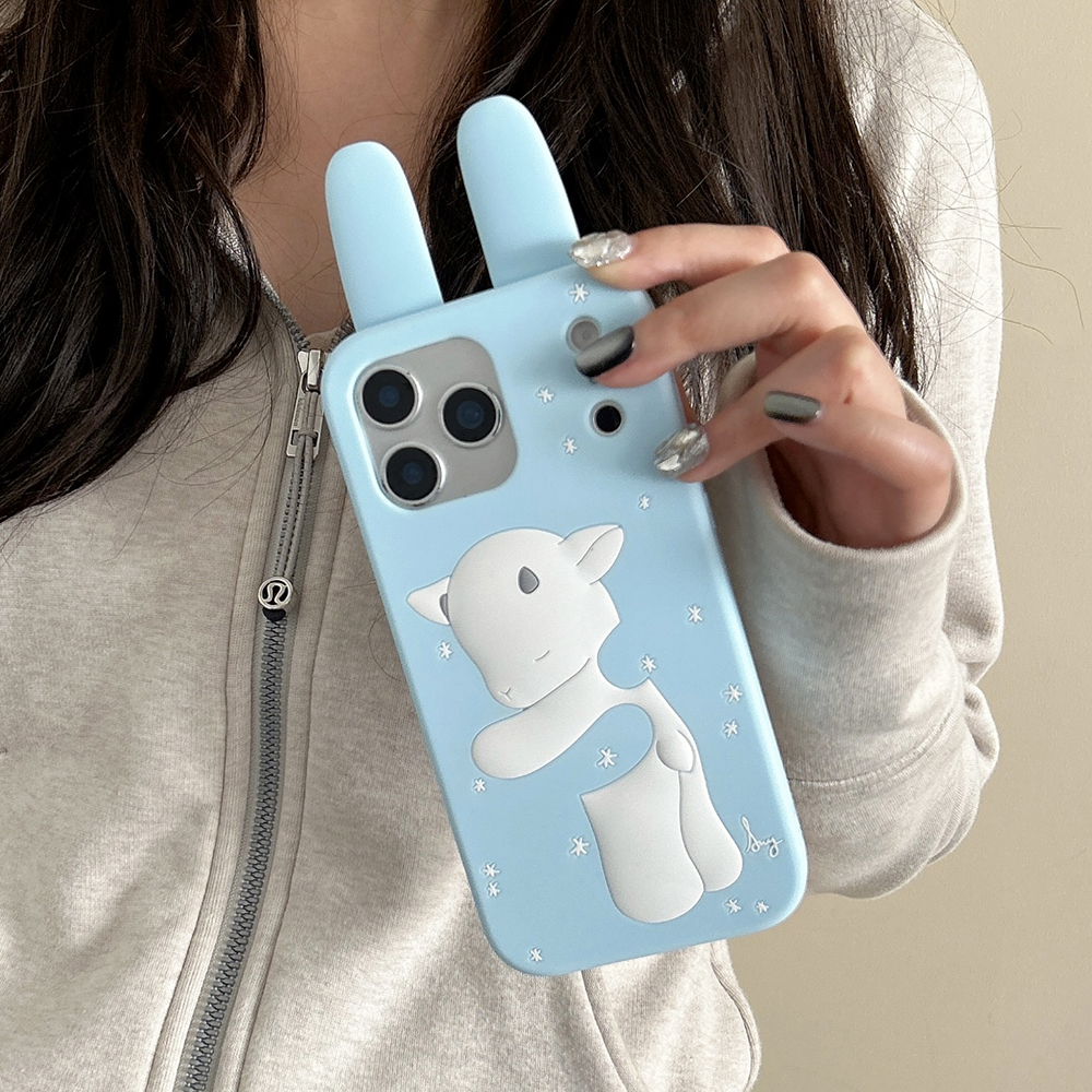 Cute 3D Cartoon Rabbit & Sheep Soft Silicone Phone Case For iPhone 17 16 15 14 13 Pro Max Shockproof Japanese Anime Back Cover