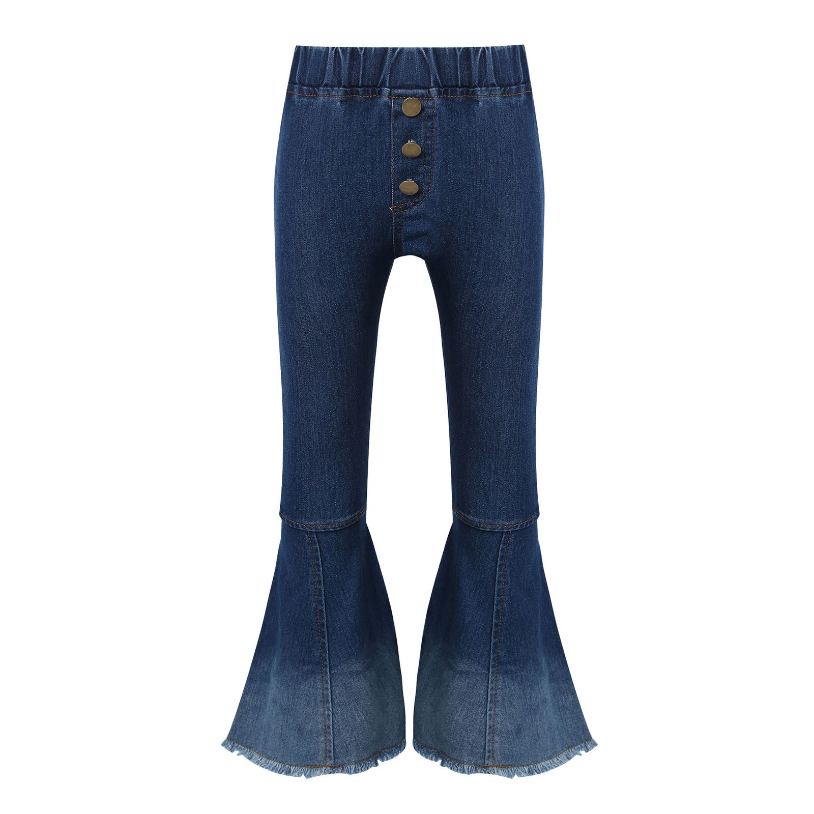 Pantalones vaqueros Vintage para niña pequeña, Vaqueros ajustados con campana, pantalones acampanados de Color degradado a la